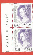 Italia 2002; La Donna Nell’ Arte € 0,23, Affresco Di Filippo Lippi, Coppia Con Bordo Sinistro. - 2001-10:  Nuevos