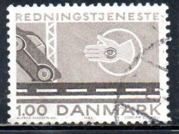 DANEMARK DANMARK DENMARK DANIMARCA 1983 LIFE SAVING AND SALVAGE SERVICE CAR CRASH POLICE 1k USED USATO OBLITERE - Usati