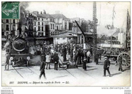 76 DIEPPE DEPART DU RAPIDE DE PARIS AVEC TRAIN N° 2736 EDIT LL - Dieppe
