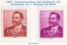 1961 - ESPAÑA - CENTENARIO DEL NACIMIENTO DE VAZQUEZ DE MELLA - EDIFIL 1351,1352 - Usati
