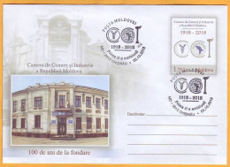 2018 Moldova Moldavie FDC Trade, Industry. 100 Years. Chamber Of Commerce And Industry. Cover - Moldawien (Moldau)