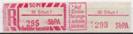 DDR Einschreibemarke Erfurt SbPA Postfrisch, EM2B-50-1II RU (a) Zh (Mi 2C) - R-Zettel