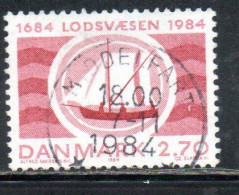 DANEMARK DANMARK DENMARK DANIMARCA 1984 PILOTAGE SERVICE BOAT 300th ANNIVERSARY 2.70k USED USATO OBLITERE - Used Stamps