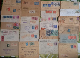 FRANCE - DESTOCKAGE - Lot De 24 Lettres (enveloppes) Recommandées, Express, Chargées Toutes Périodes - Tarifas Postales