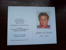 Judith De Croock ° Adegem 1914 + 2004 X Hubert Van Speybroeck (Fam: Lekens - Bottelier) - Obituary Notices