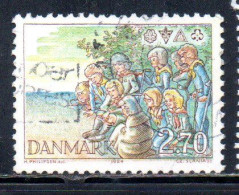 DANEMARK DANMARK DENMARK DANIMARCA 1984 SCOUTS AROUND CAMPFIRE 2.70k USED USATO OBLITERE - Oblitérés