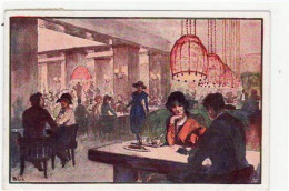 39047311 - Innsbruck, Kuenstlerkarte Mit Innenansicht Vom Café Muenchen Gelaufen Von 1921. Gute Erhaltung. - Sonstige & Ohne Zuordnung