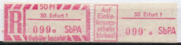DDR Einschreibemarke Erfurt SbPA Postfrisch, EM2B-50-1aII(1) RU (b) Zh (Mi 2C) - Etiquettes De Recommandé