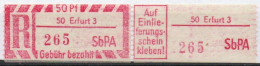 DDR Einschreibemarke Erfurt SbPA Postfrisch, EM2B-50-3II Zh (Mi 2C) - Aangetekende Etiketten