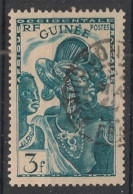 GUINEE - 1938 - N°YT. 143 - Guinéenne 3f Bleu-vert - Oblitéré / Used - Used Stamps