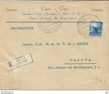 Lire 30 N. 563 Isolato Su Busta Racc. Da Venezia A Padova - 1946-60: Poststempel