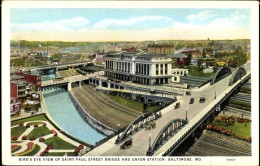 CPA Baltimore Maryland USA, Saint Paul Street Bridge Und Union Station - Autres & Non Classés