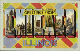 CPA Illinois USA, Wandgemälde „Grüße Aus Chicago“. - Altri & Non Classificati