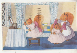 H57. Vintage Medici Postcard. Margaret Tempest. Dressing For The Party. Squirrels - Andere & Zonder Classificatie