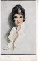 H53. Vintage Postcard. Day Dreams.  Pretty Woman In A Frilled Blouse. By H H Harris. - Otros & Sin Clasificación