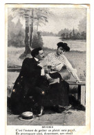 H13.  Vintage French Greetings Postcard. Reverie. Young Woman Daydreaming - Couples