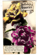H73. Vintage Greetings Postcard. Pink And Yellow Roses. Flowers. - Flores