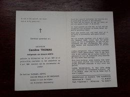 Caroline Thomas ° Willebroek 1907 + Willebroek 1982 X Eduard Aerts (Fam: Van De Wiele - De Brouwer) - Obituary Notices