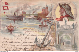 Bremen Einfahrt In Den Freihafen Steamship Dampfler 1901 - Other & Unclassified