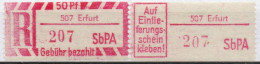 DDR Einschreibemarke Erfurt SbPA Postfrisch, EM2B-507II RU (a) Zh (Mi 2C) - Etiquettes De Recommandé