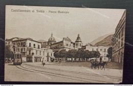 Ah182 Cartolina Castellammare Di Stabia Piazza Municipio Tram 1926 Napoli - Napoli (Naples)