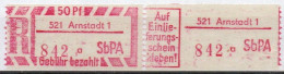 DDR Einschreibemarke Arnstadt SbPA Postfrisch, EM2B-521-1aII RU (a) Zh (Mi 2C) - Etiquetas De Certificado