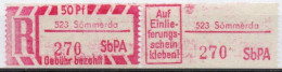 DDR Einschreibemarke Sömmerda SbPA Postfrisch, EM2B-523II(1) RU (a) Zh (Mi 2C) - Etiquettes De Recommandé
