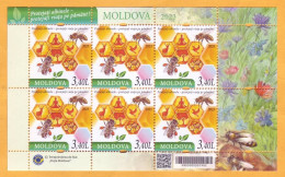 2023  Moldova Moldavie   Sheet „Apiculture. Protect The Bees - Protect Life On Earth!”  Mint - Abejas