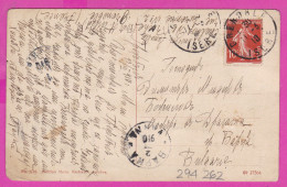 294262 / France - Geneve Les Tours De St. Pierre (Switzerland)  PC 1910 Grenoble USED 10 C. Semeuse ,Varna Bulgaria - Cartas & Documentos