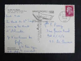 SAINT TROPEZ - VAR - FLAMME TEMPORAIRE NOUVEAU PORT 1968 SUR MARIANNE CHEFFER - Mechanical Postmarks (Advertisement)