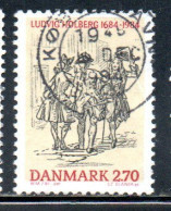 DANEMARK DANMARK DENMARK DANIMARCA 1984 LUDVIG HOLBERG 2.70k USED USATO OBLITERE - Used Stamps