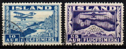Island 1934 - Mi.Nr. 175 B + 177 B - Gestempelt Used - Posta Aerea