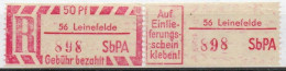 DDR Einschreibemarke Leinefelde SbPA Postfrisch, EM2B-56II(2) Noch Zh, Angetrennt (Mi 2C) - Etiquetas De Certificado