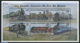 Congo Dem. Republic, (zaire) 2001 Locomotives 6v M/s (6x4.50Fr), Mint NH, Transport - Railways - Trains