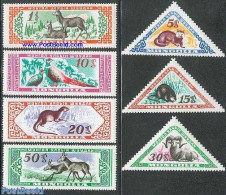 Mongolia 1959 Animals 7v, Mint NH, Nature - Animals (others & Mixed) - Birds - Poultry - Mongolia
