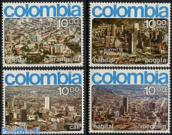 Colombia 1976 UN Habitat Conference 4v, Mint NH, History - United Nations - Art - Modern Architecture - Colombie