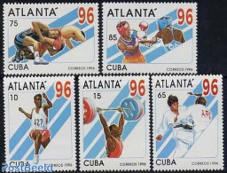 Cuba 1996 Olympic Games Atlanta 5v, Mint NH, Sport - Athletics - Boxing - Judo - Olympic Games - Weightlifting - Unused Stamps