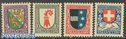 Switzerland 1926 Pro Juventute, Coat Of Arms 4v, Mint NH, History - Nature - Coat Of Arms - Cat Family - Ungebraucht
