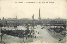 76 - Rouen - Place Carnot Vue Des Quais Et Du Pont Boïeldieu - Animée - CPA - Oblitération Ronde De 1917 - Voir Scans Re - Rouen