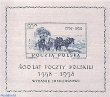 Poland 1958 Polish Post S/s (silk), Mint NH, Nature - Various - Horses - Post - Other Material Than Paper - Textiles - Ungebraucht