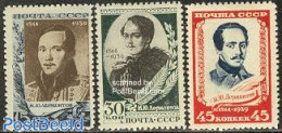 Russia, Soviet Union 1939 M.J. Lermontow 3v, Mint NH, Art - Authors - Unused Stamps