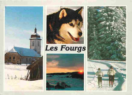 Animaux - Chiens - Husky - Les Fourgs - Multivues - Skieurs - Neige - CPM - Voir Scans Recto-Verso - Chiens