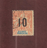 GUINÉE - Ex. Colonie Française - N° 53 De 1912 -  Oblitéré - Type Colonies Surchargé .10c.sur 40c. Rouge Orange - 2 Scan - Used Stamps