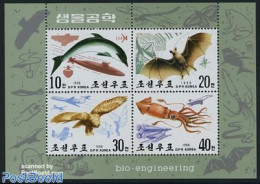 Korea, North 1990 Biotechnics S/s, Mint NH, Nature - Transport - Bats - Birds - Birds Of Prey - Fish - Sea Mammals - S.. - Fishes