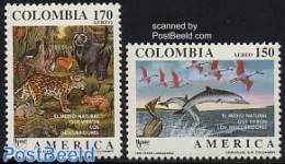 Colombia 1990 UPAEP, Nature In Discovery Era 2v, Mint NH, Nature - Animals (others & Mixed) - Birds - Cat Family - Rab.. - Colombia