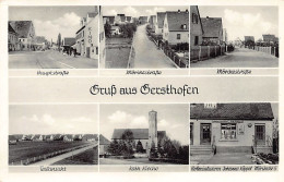 GERSTHOFEN (BY) Mehrfachansicht - Hauptstrasse - Mövikestrasse - Teilansicht - Kath. Kirche - Kolonialwaren Johanna Köpp - Gersthofen
