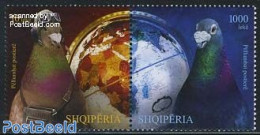 Albania 2011 Mail Pigeons 2v [:], Mint NH, Nature - Various - Birds - Post - Globes - Maps - Poste