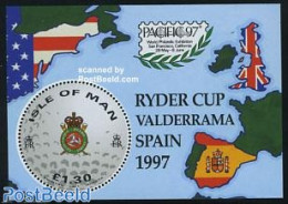 Isle Of Man 1997 Ryder Cup, Golf Sport S/s, Mint NH, Sport - Various - Golf - Sport (other And Mixed) - Maps - Round-s.. - Golf