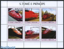 Sao Tome/Principe 2003 Railways, Thalys 6v M/s, Mint NH, Transport - Railways - Trenes