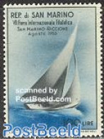 San Marino 1955 Philatelic Fair 1v, Mint NH, Sport - Transport - Sailing - Sport (other And Mixed) - Philately - Ships.. - Ungebraucht